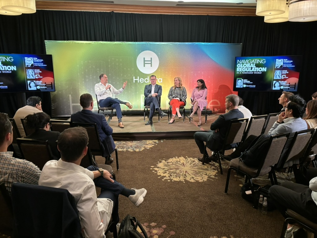 John Wingate on the Hedera Council panel, Navigating Global Regulation in a Tokenized World